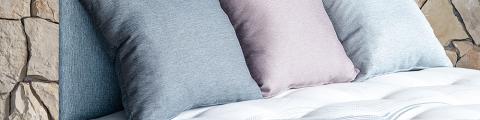 Bed with mattress fabrics and panel fabrics by Monks International